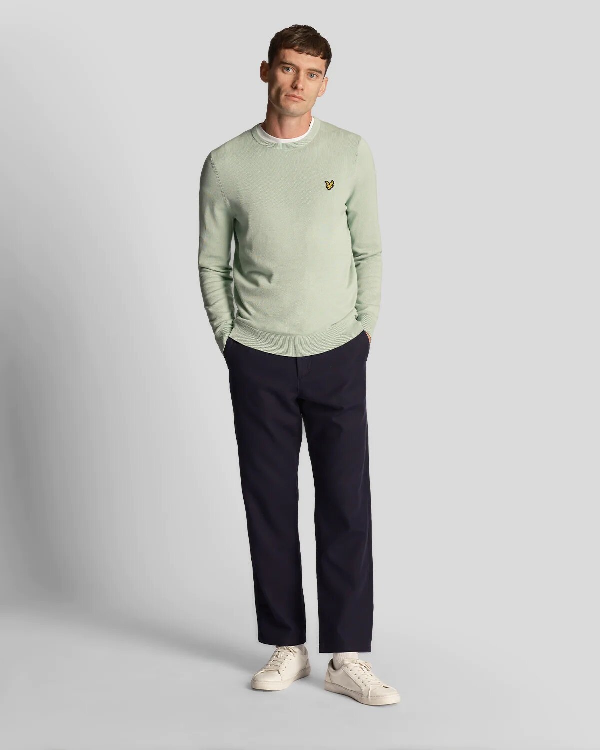 Cotton Crew Neck Jumper - Turquoise Shadow