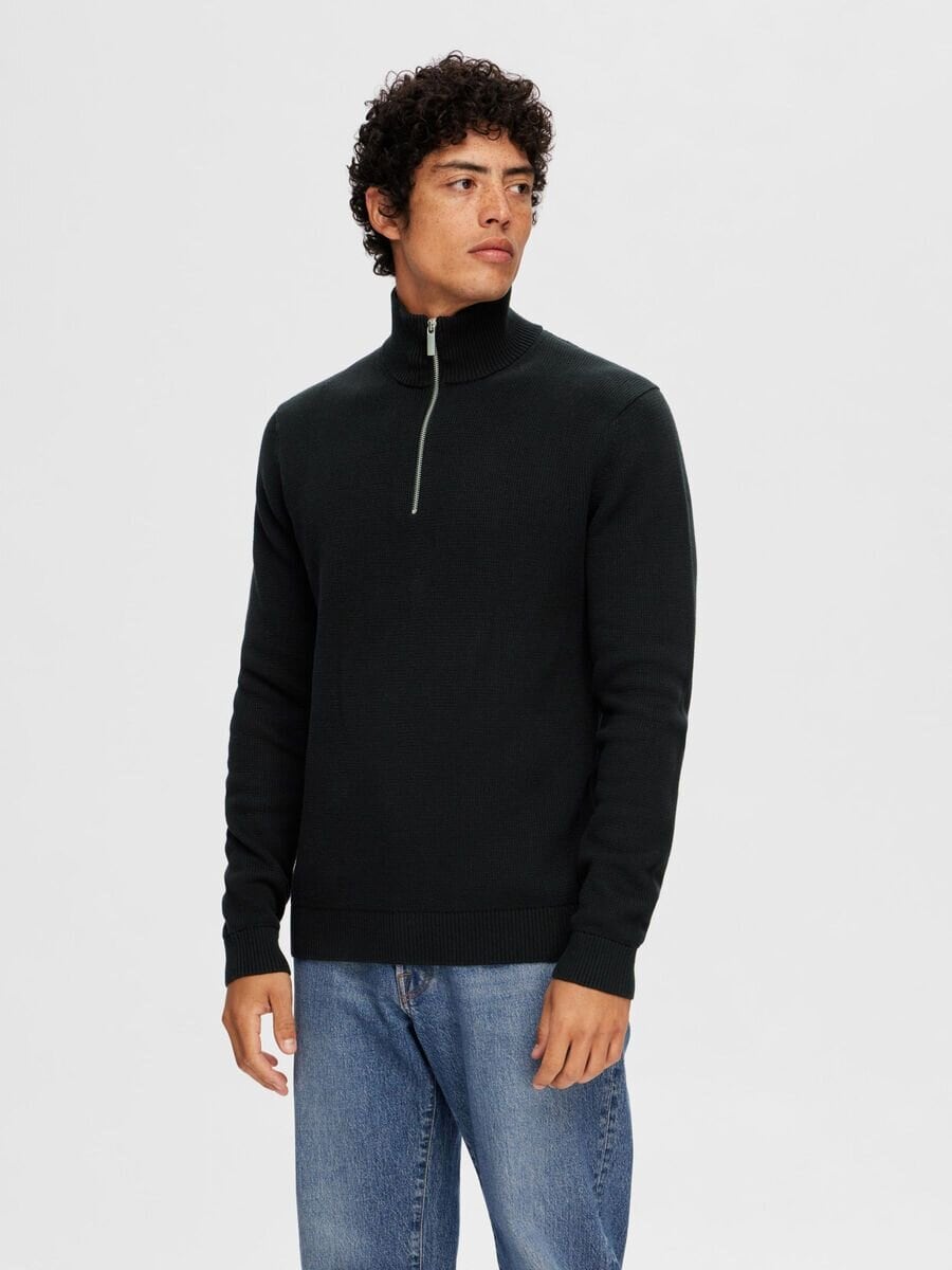 Half Zip Cardigan - Black