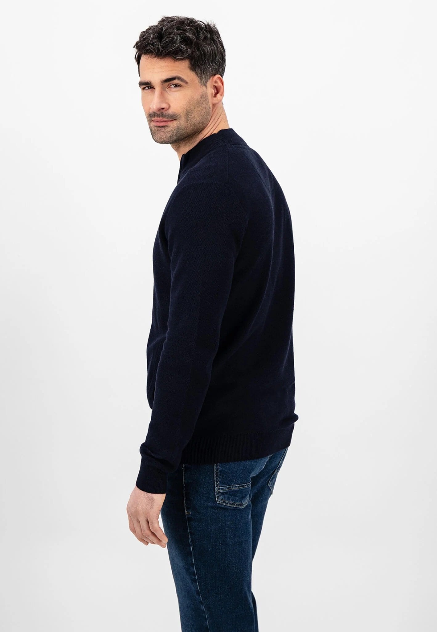 Half Zip Cardigan - Navy