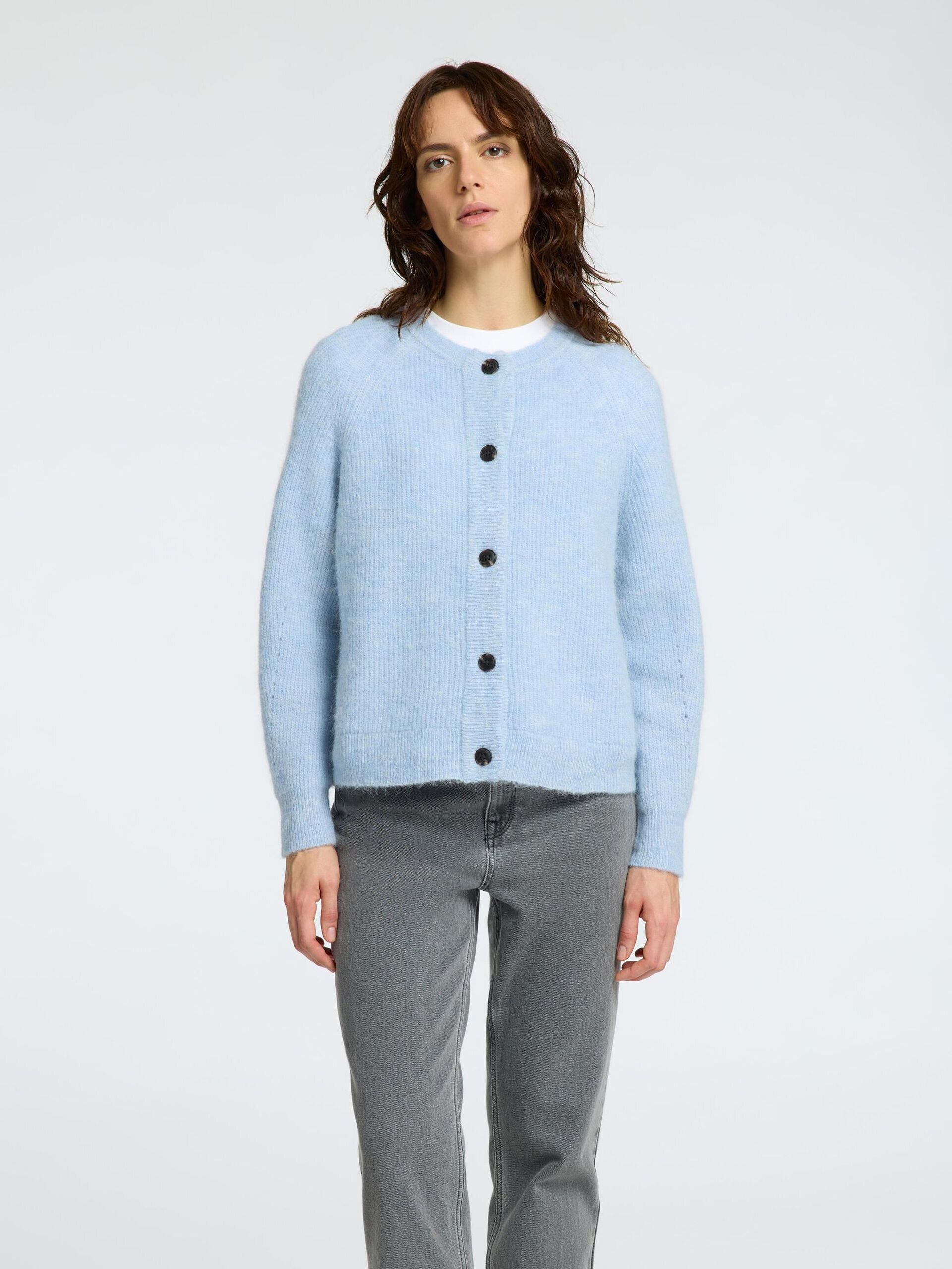 Långärmad Kofta - Cashmere Blue