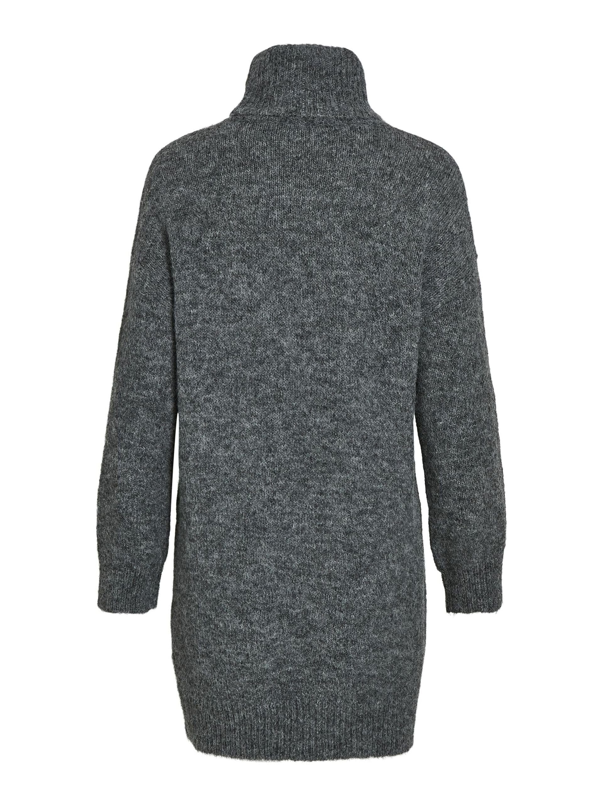 Långärmad Stickad Klänning  - Medium Grey Melange