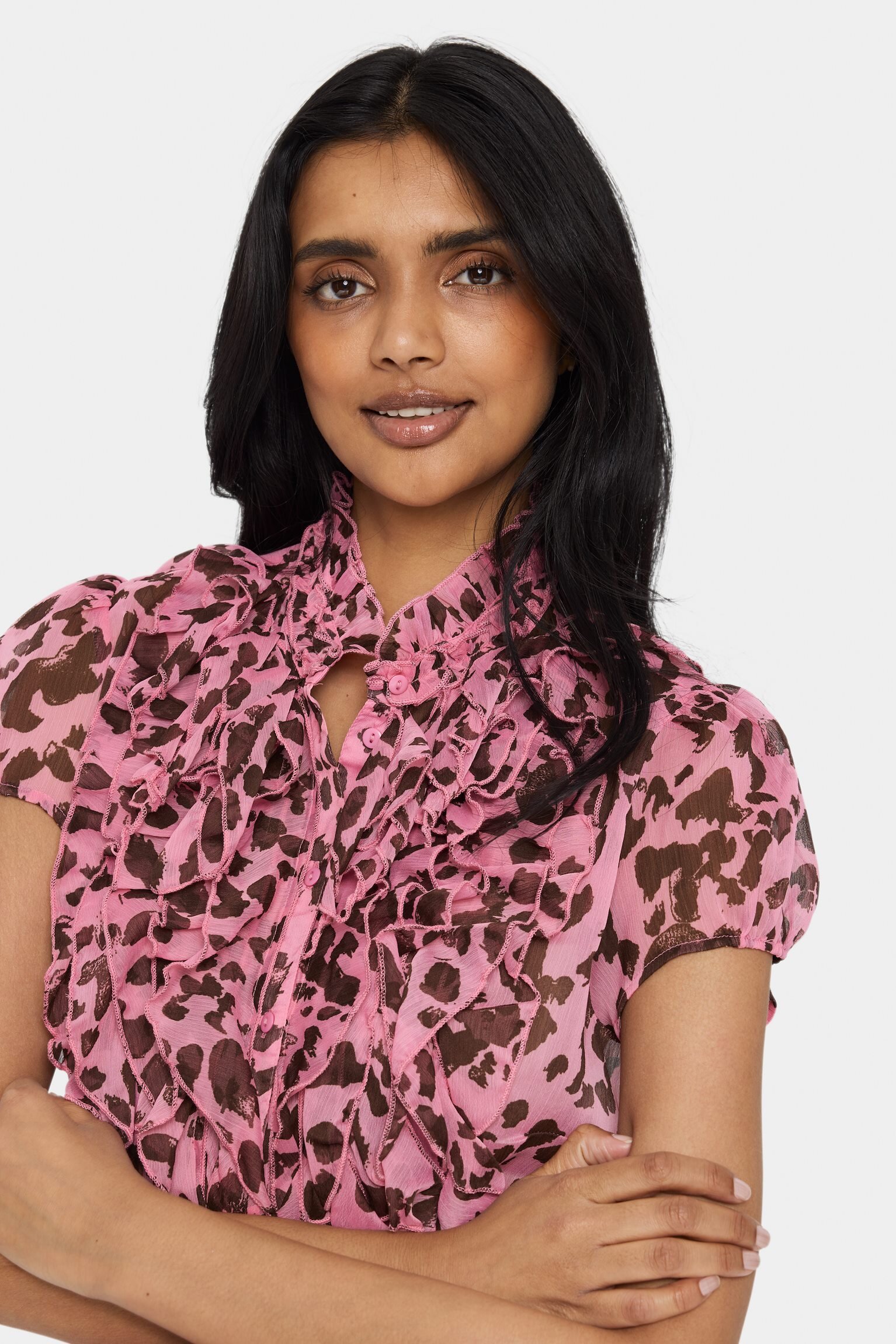 Liljasz Crinkle Shirt - Chateau Rose Animal