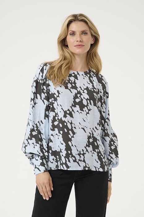 Kalouise Blus - Grey/Blue Graphic Cloud