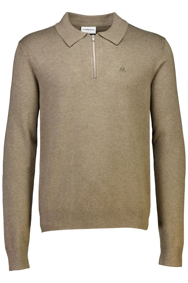 Stickad Tröja Med Half Zip - Dk Sand Mel