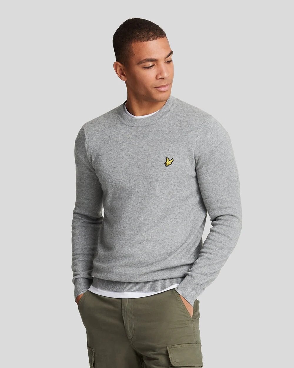 Merino Crew Neck Jumper - T28 Mid Grey Marl