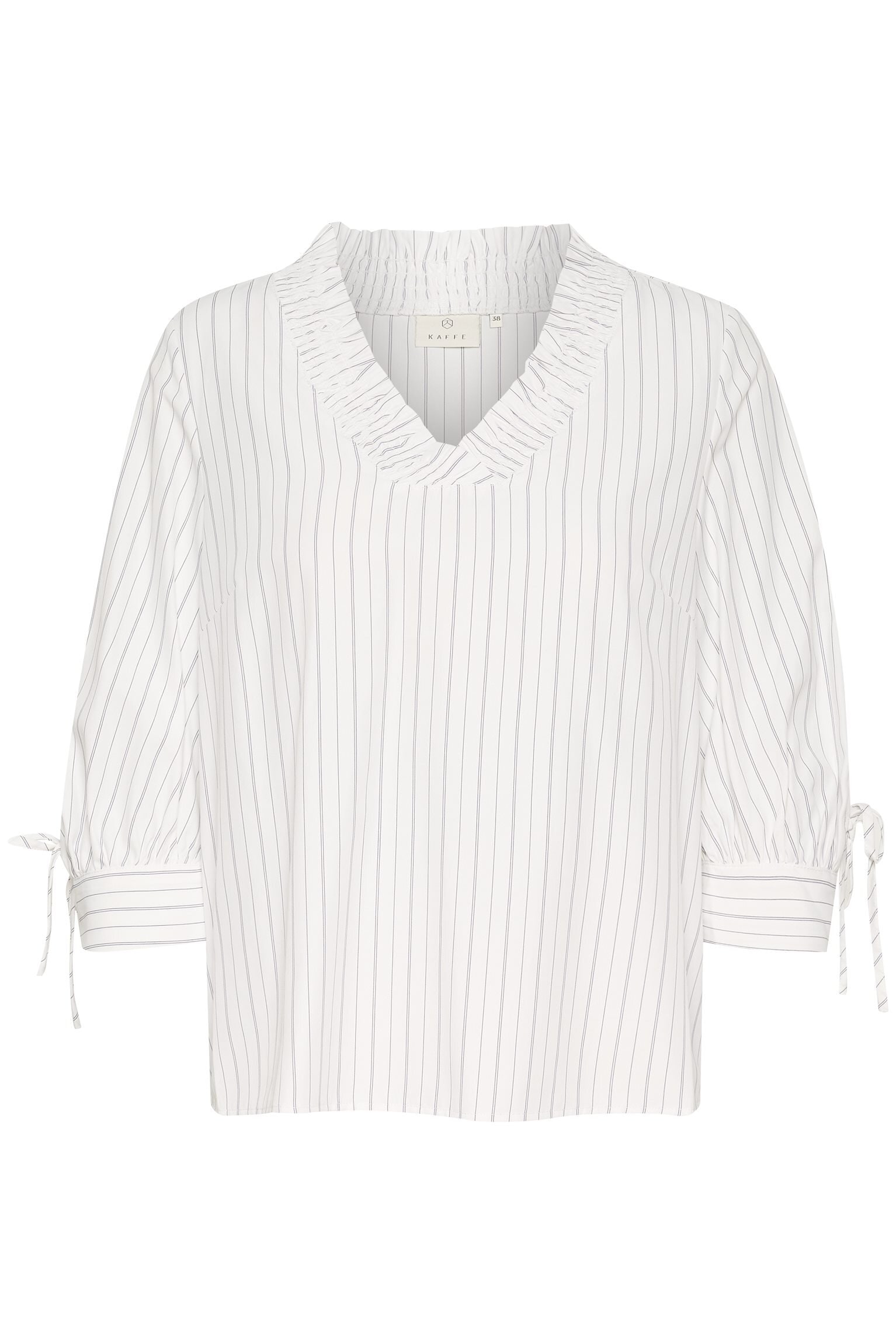 Katara Blus - White W. Grey Stripe