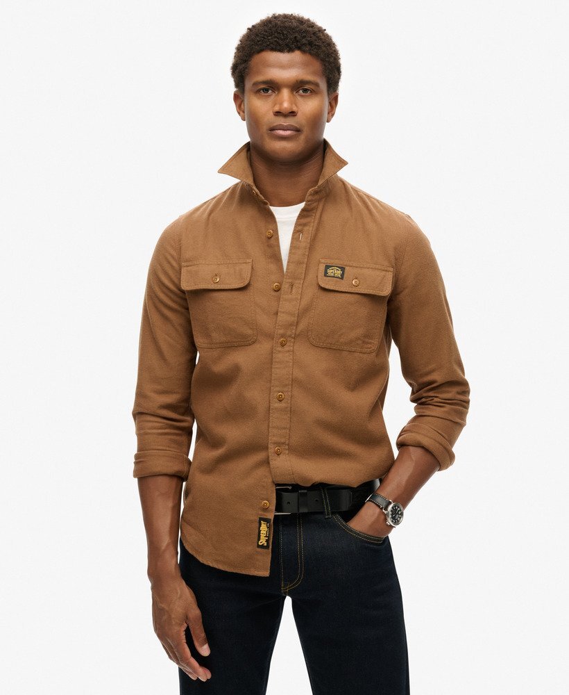 Klassisk Flanellskjorta  - Sandstone Brown