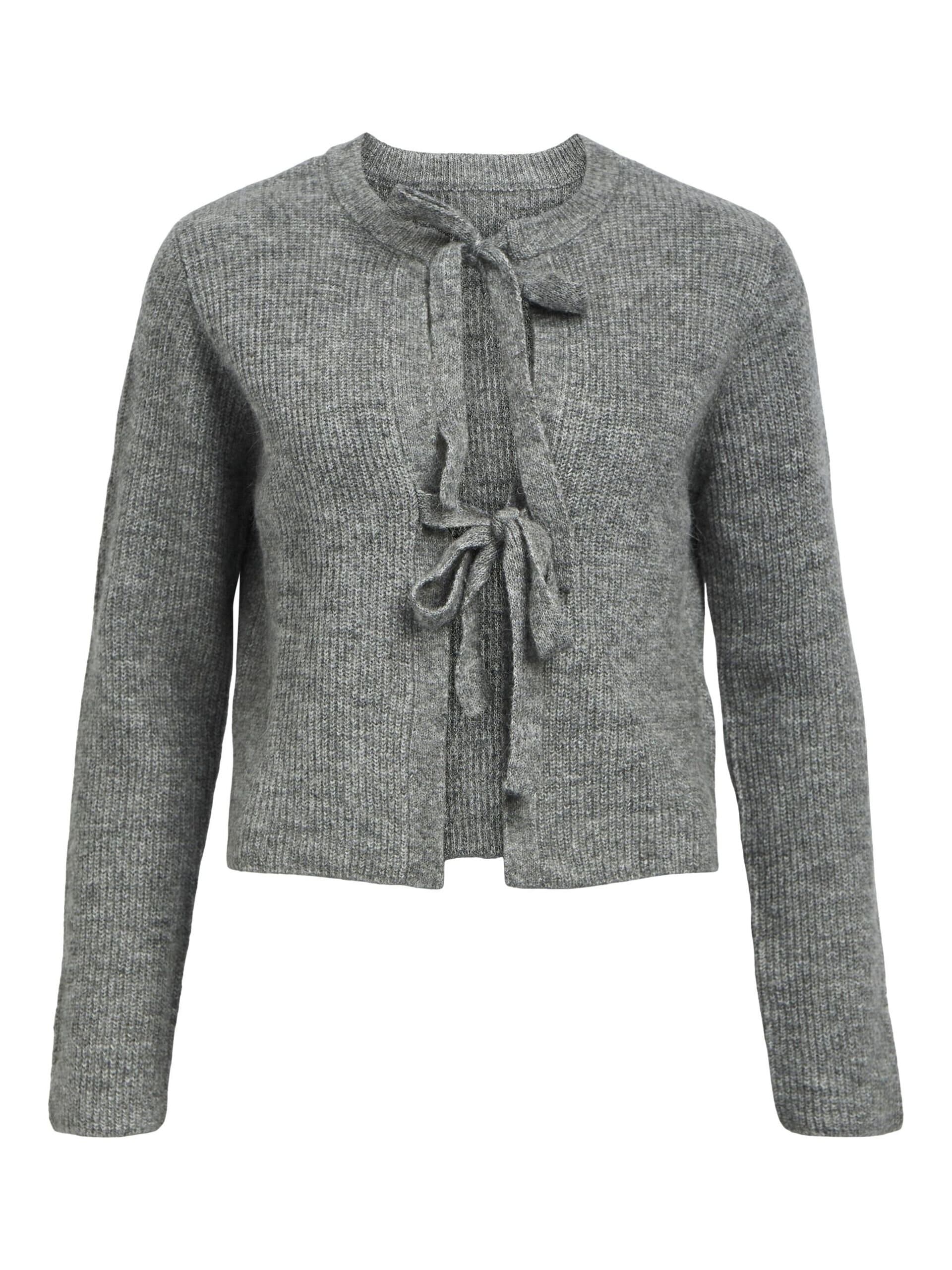 Croppad Kofta I Ullbladning - Medium Grey Melange