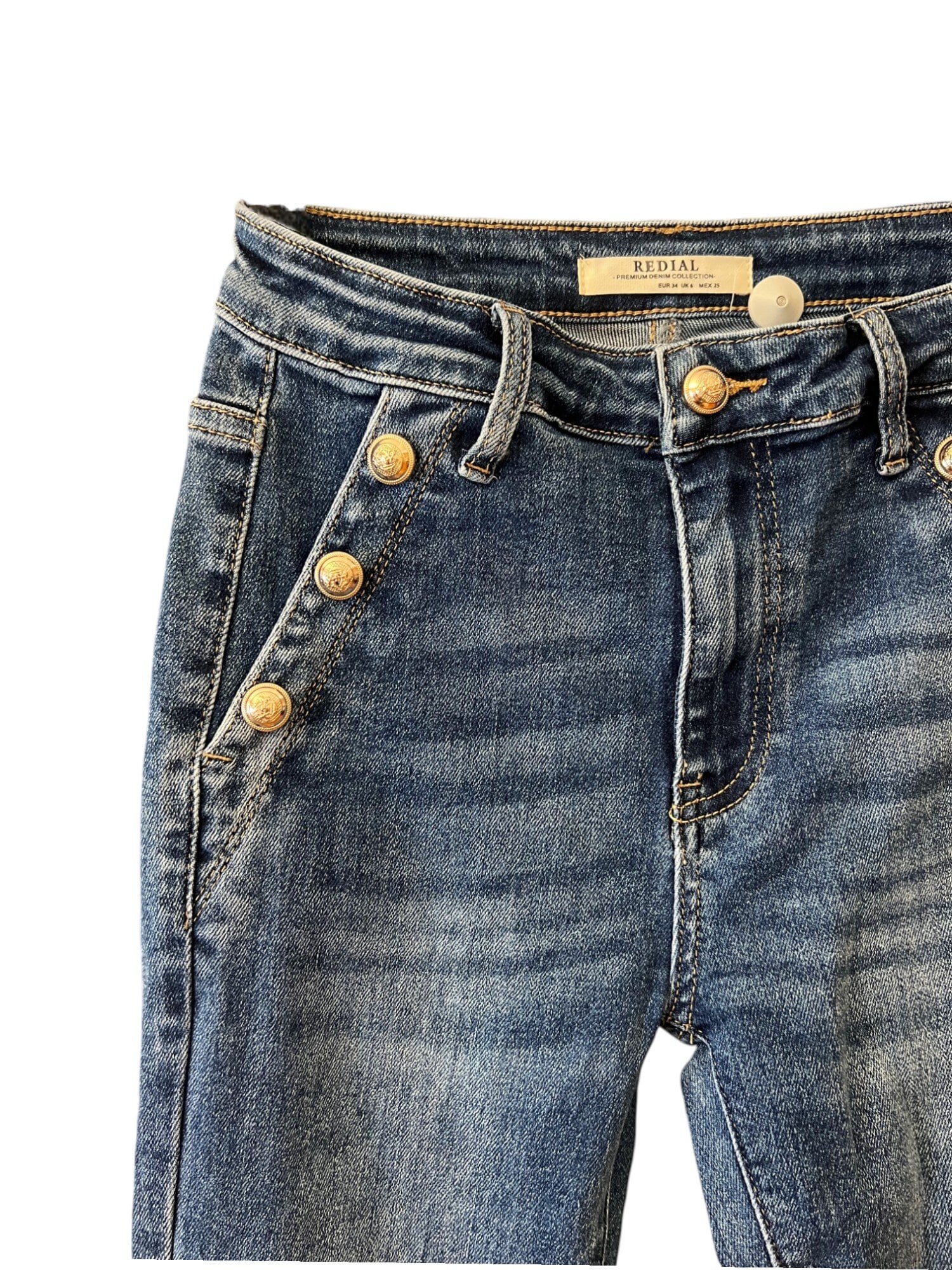 Jeans Med Knappdetaljer - Denim