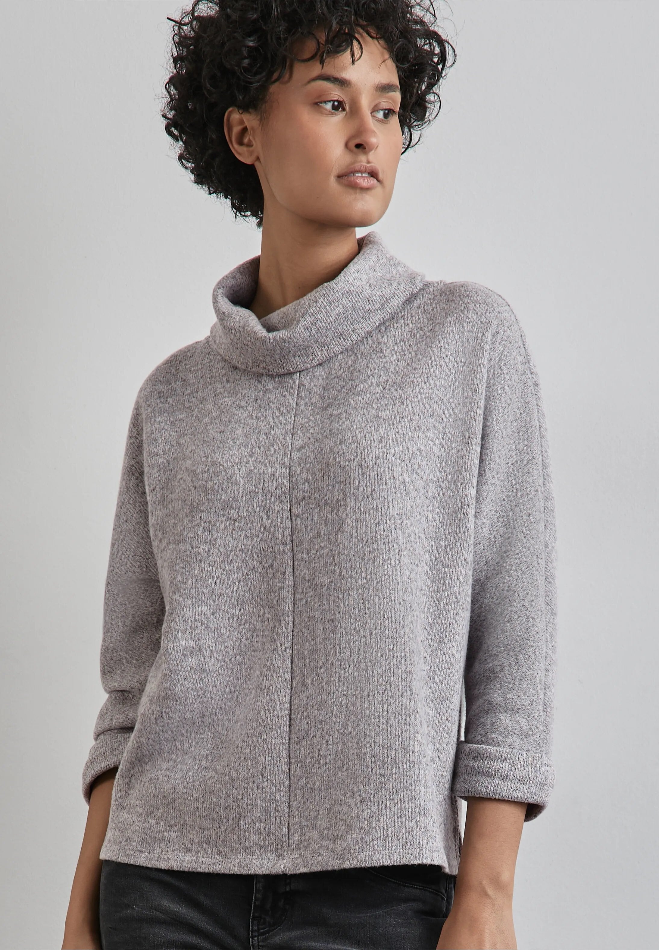 Tröja Med Polokrage - Heather Grey Melange