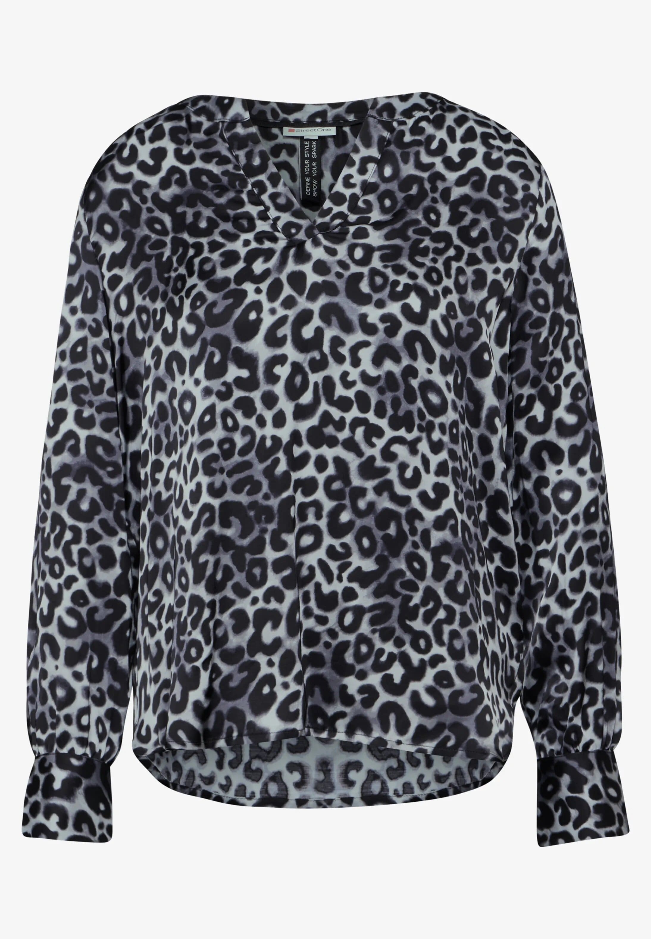 Leopardmönstrad Satinblus - Heather Grey 