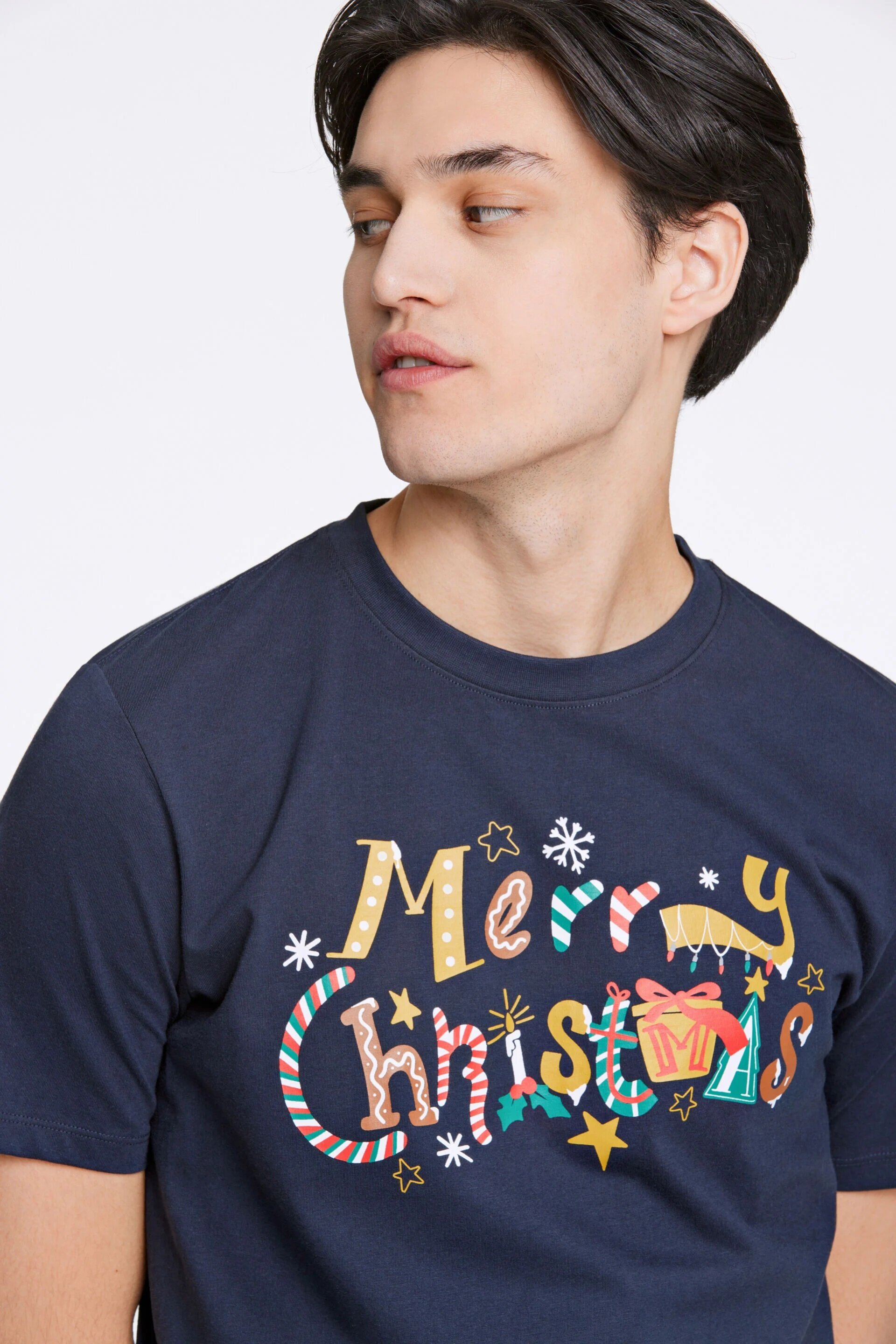 T-shirt Med Julmotiv - Navy