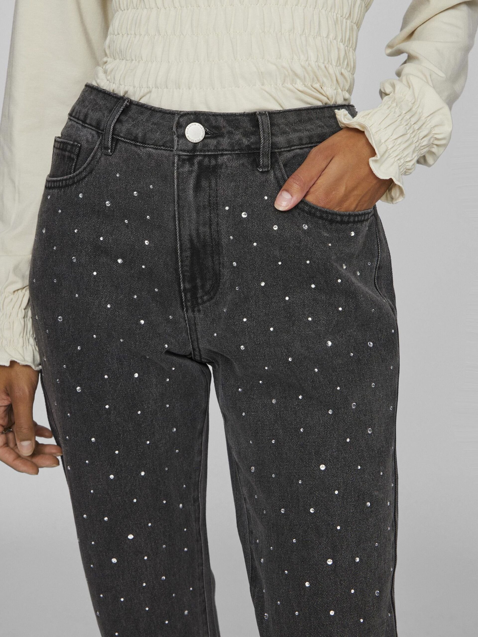 Jeans Med Glitterstenar - Medium Grey Denim