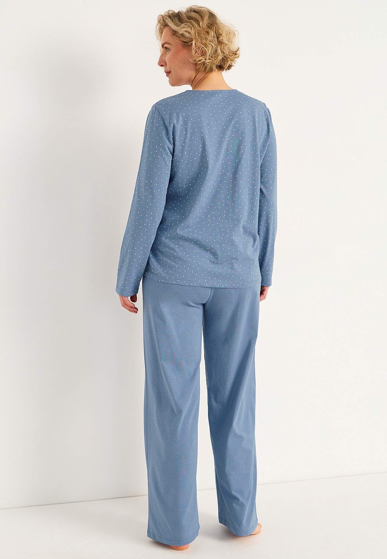 Tvådelad Pyjamas - Dusty Blue/Dotted