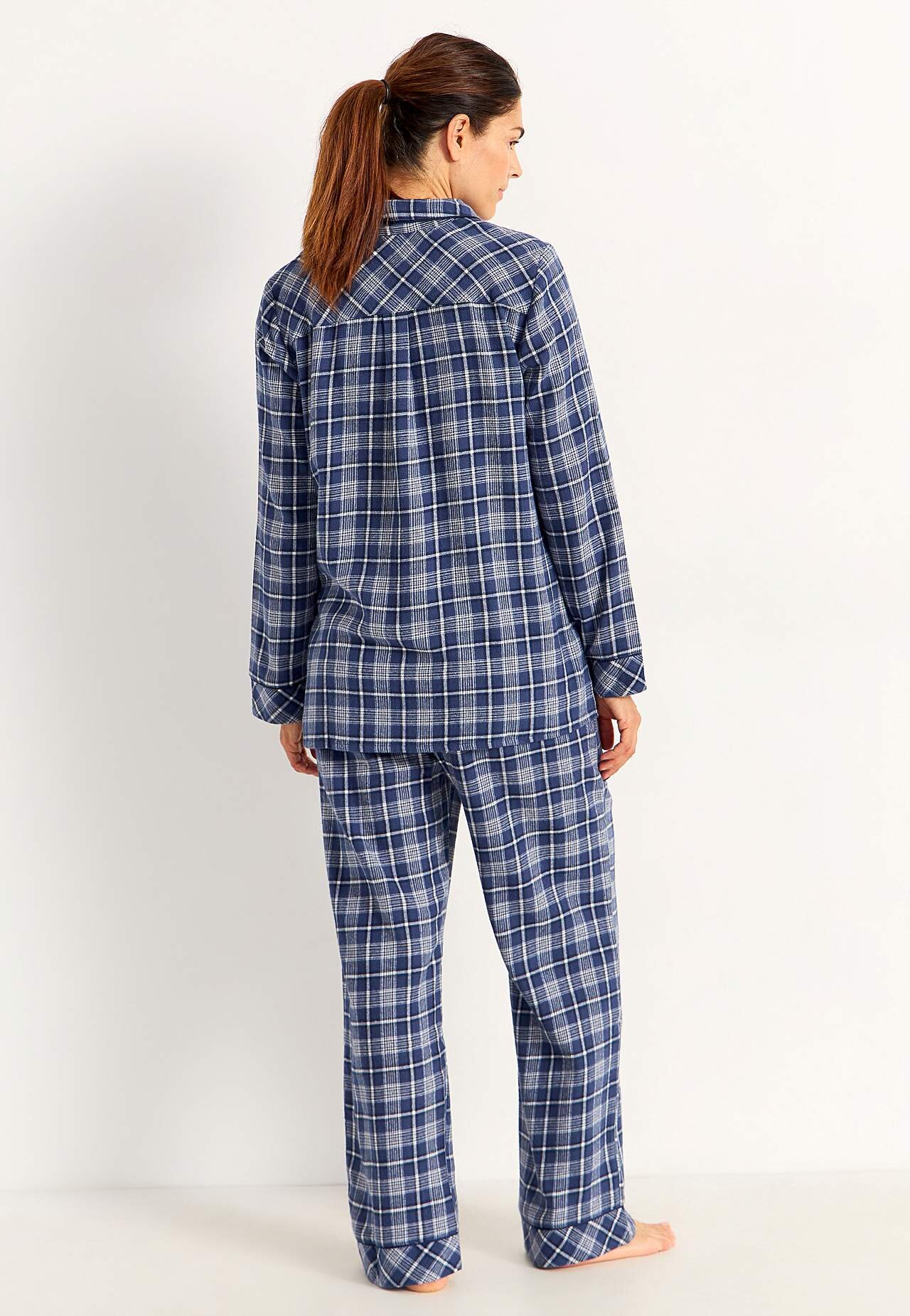 Tvådelad Flanellpyjamas - Blue/Checked